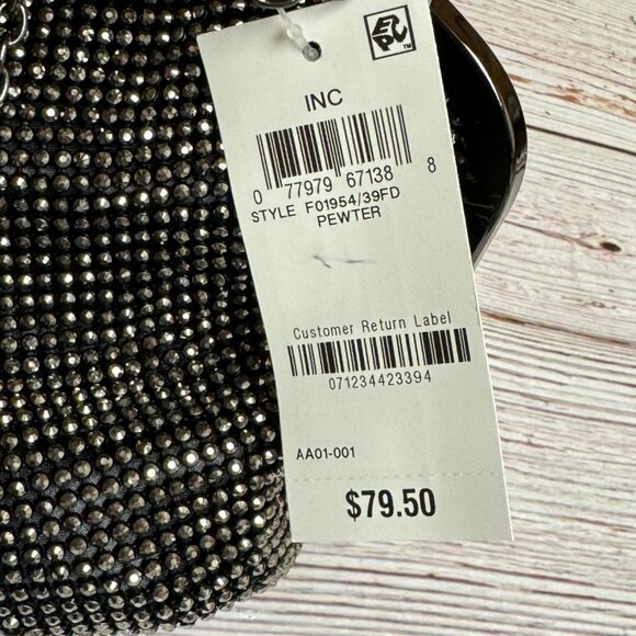 I.N.C. INTERNATIONAL CONCEPTS Patsy Diamond Mesh Frame Clutch - Pewter - Picture 4 of 4